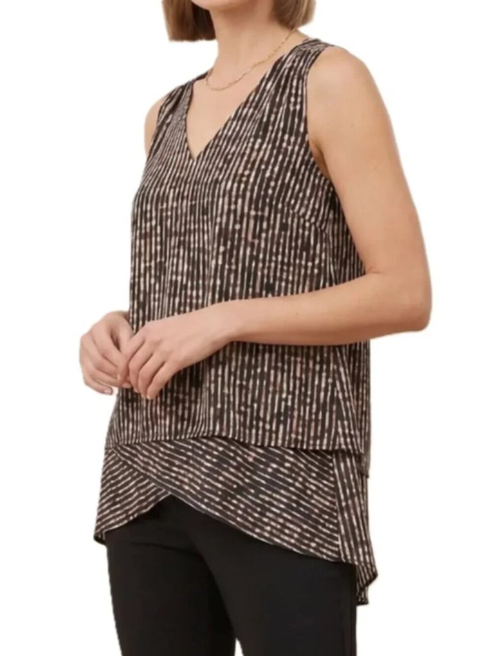 White House Black Market Lined Split Back Layered Tunic Top size S